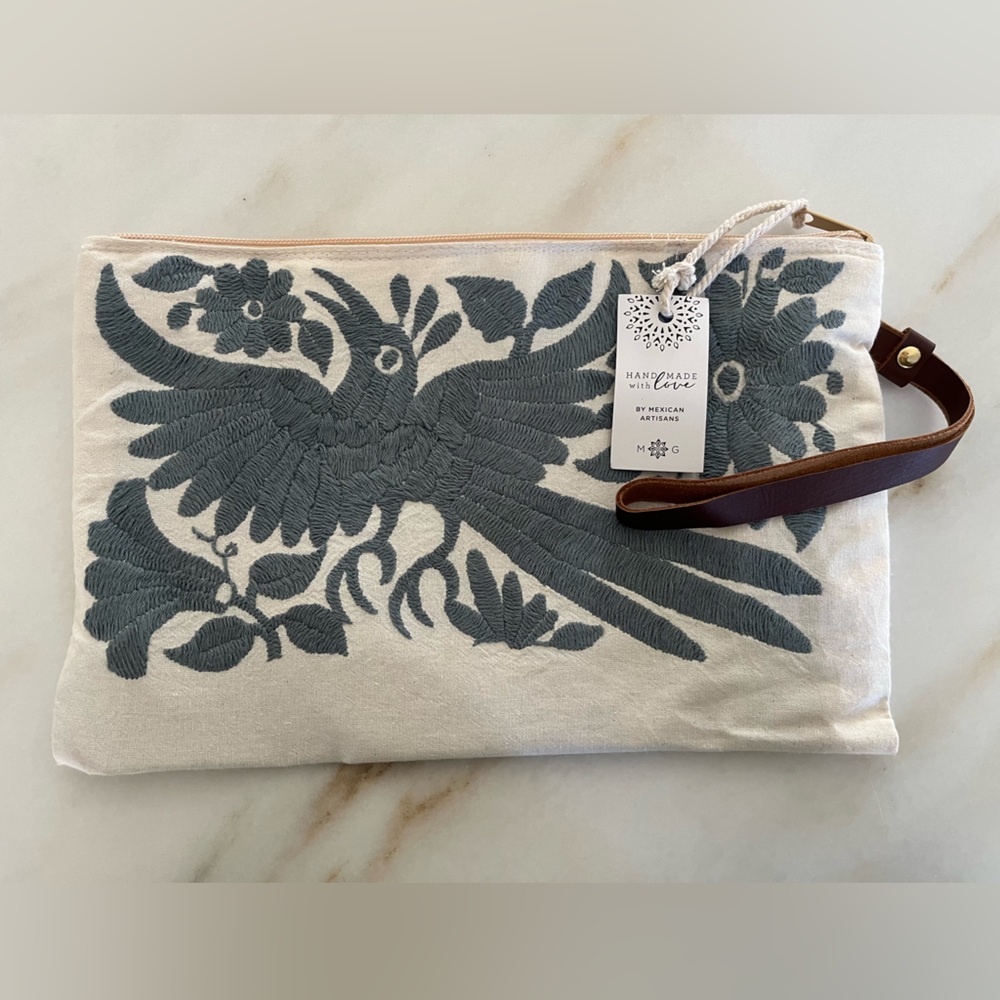 Hand-Embroidered Cosmetic Bag